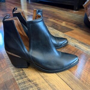 Jeffrey Campbell Cromwell Black Leather Cutout Ankle Booties